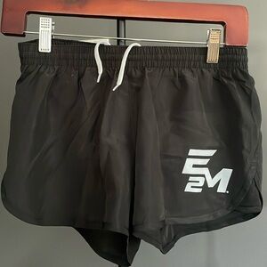 Women’s size xs lined running shorts, E2M logo